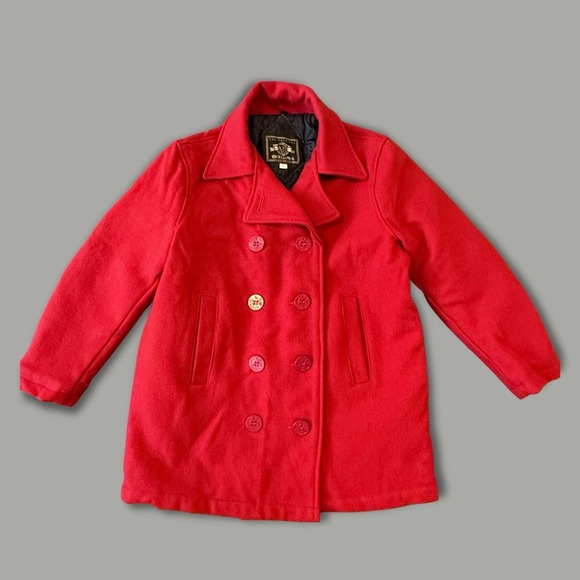 Vintage Holloway Red Wool Pea Coat Ladies Large Made in USA Quilted Lining - Picture 13 of 16